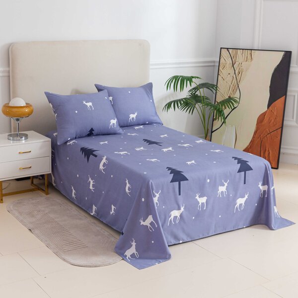 Cearsaf si fata de perna DEER AND TREE Dimensiune: 50 x 70 cm | 140 x 240 cm