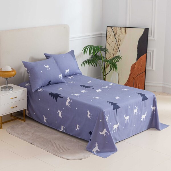 Cearsaf si fata de perna DEER AND TREE Dimensiune: 50 x 70 cm | 140 x 240 cm