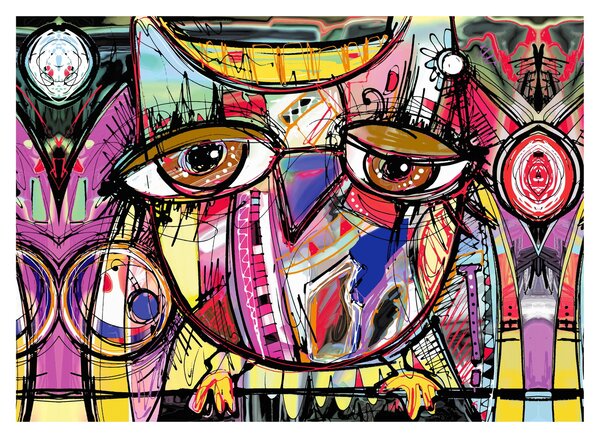 Tablou pe sticlă - Artă stradală - bufniță (70x50 cm)