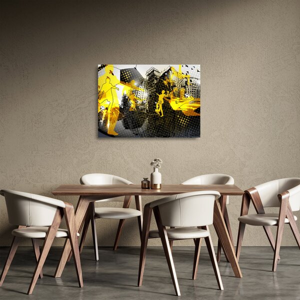 Tablou pe sticlă - Fotbal în marele oraș (70x50 cm)
