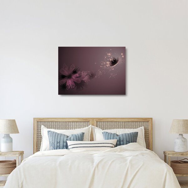 Tablou pe sticlă - Floare și fluture (70x50 cm)