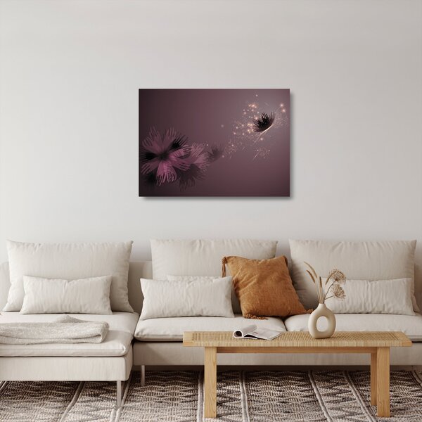 Tablou pe sticlă - Floare și fluture (70x50 cm)