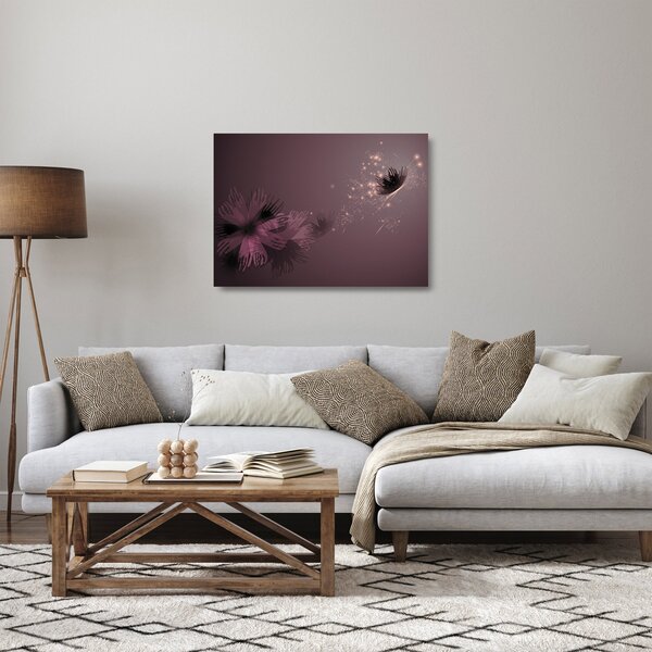 Tablou pe sticlă - Floare și fluture (70x50 cm)