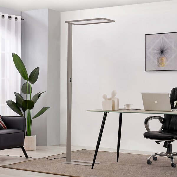 PRIOS Prios LED lampă de podea pentru birou Taronis, argintiu, 195 cm, dimabil, reglabil, Gri, Studiu / Birou, Aluminiu, Modern