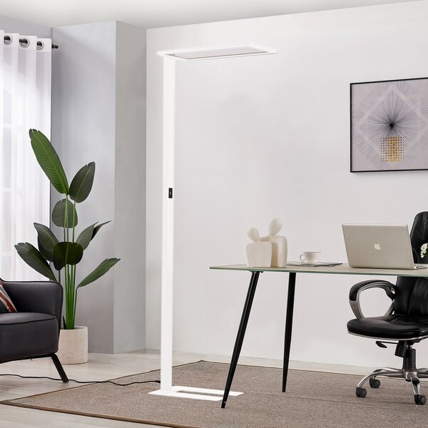 PRIOS Prios LED lampă de podea pentru birou Taronis, alb, 195 cm, dimabil, reglabil, Alb, Studiu / Birou, Metal, Modern
