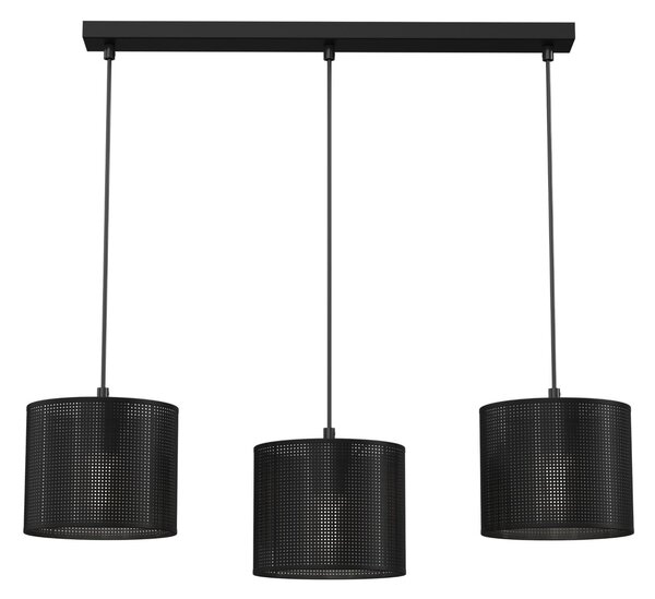Euluna Lampă suspendată Jovin, 3 becuri, liniară, negru, reglabil, Negru, Camera de zi / sufragerie, Metal, Modern