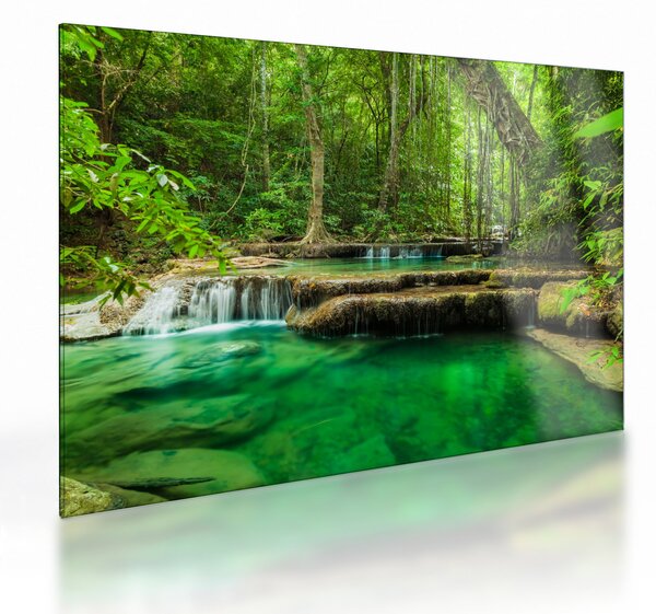 Tablou pe sticlă - Cascada Erawan din Kanchanaburi, Thailanda (70x50 cm)