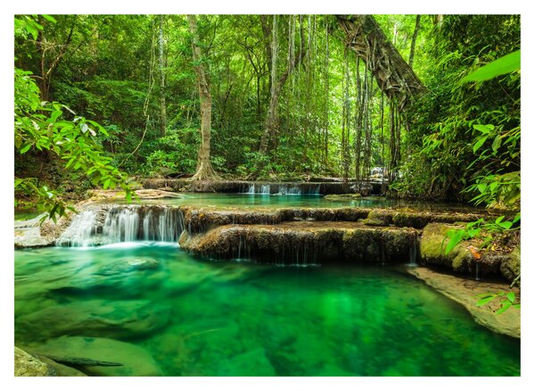 Tablou pe sticlă - Cascada Erawan din Kanchanaburi, Thailanda (70x50 cm)