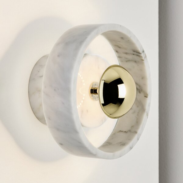 Tom Dixon Stone Wall cu LED pentru perete, reglabil, Alb, Camera de zi / sufragerie, Piatră, Design