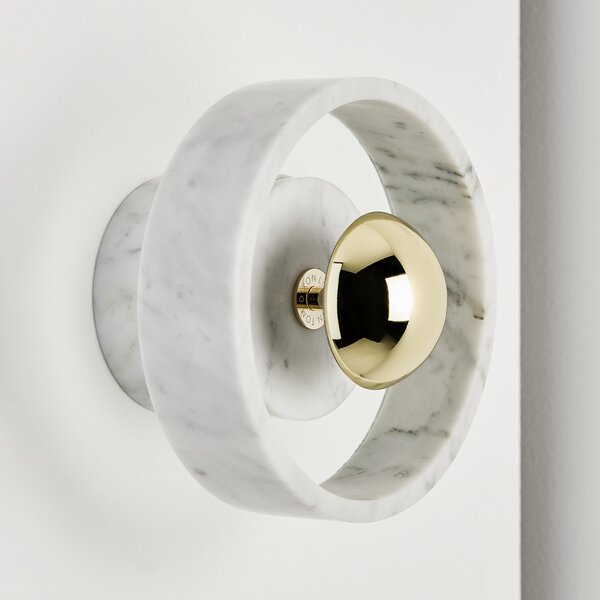 Tom Dixon Stone Wall cu LED pentru perete, reglabil, Alb, Camera de zi / sufragerie, Piatră, Design