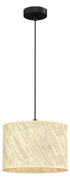 Euluna Lampă suspendată Jovin cu abajur din ratan, Ø 25cm, reglabil, Bej, Camera de zi / sufragerie, Metal