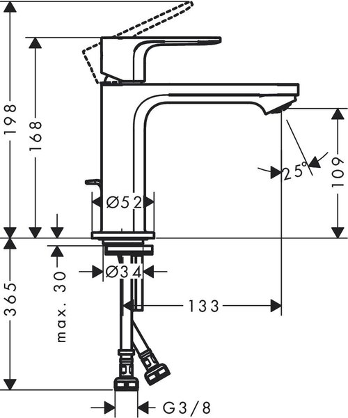 Hansgrohe Rebris E baterie lavoar stativ crom 72560000