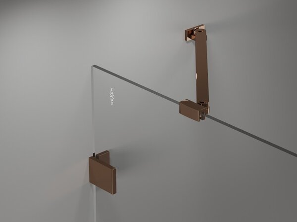 Mexen, Paravan de baie Mexen Lunar cu 1 aripă 90 x 150 cm, transparent, auriu roz - 897-090-000-60-00