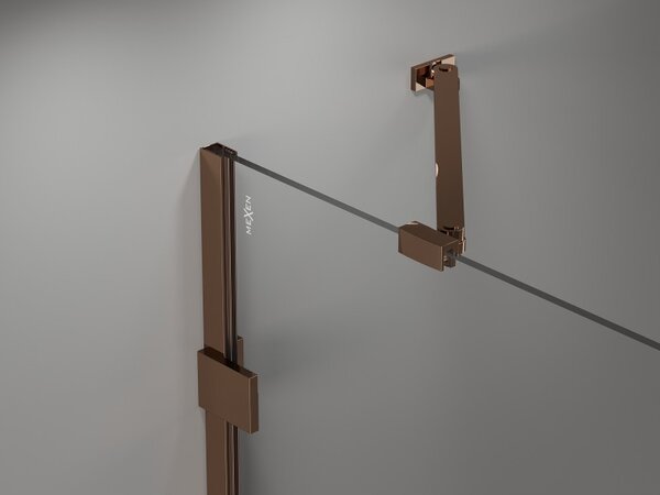 Mexen, Paravan de baie Mexen Lunar cu 1 aripă 90 x 150 cm, transparent, auriu roz - 897-090-000-60-00