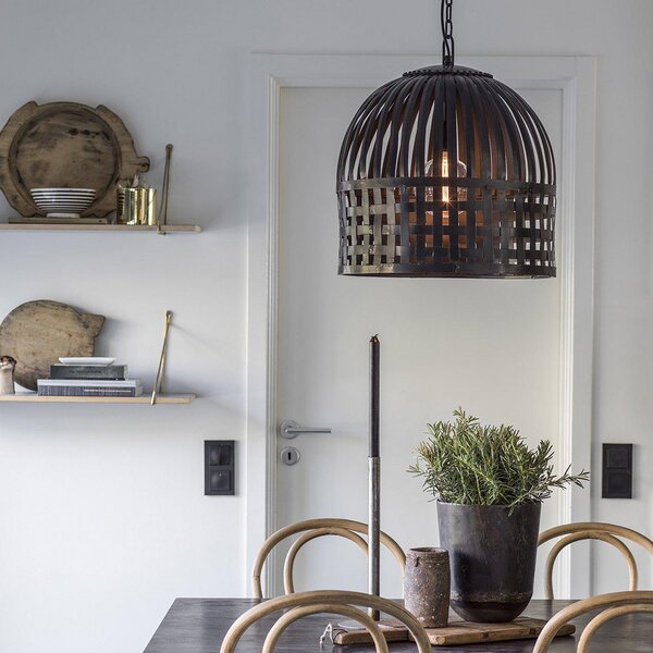 PR Home Lampă suspendată Sheffield în negru, Ø 46 cm, reglabil, Negru, Camera de zi / sufragerie, Metal