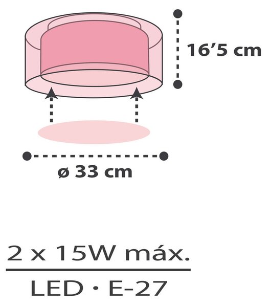 Dalber Plafonieră CLOUD PINK, Ø 33 cm, roz, reglabil, Roz / Rosé, Camera copiilor, Plastic
