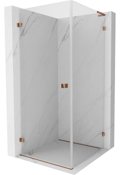 Mexen Lunar-B L cabină de duș cu balamale stânga 80 x 80 cm, sticlă transparentă, aur roz, 832L-080-080-60-00-L