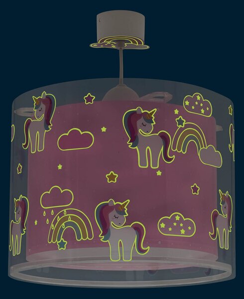 Dalber Lampă suspendată pentru copii UNICORNS, roz, reglabil, Roz / Rosé, Camera copiilor, Plastic