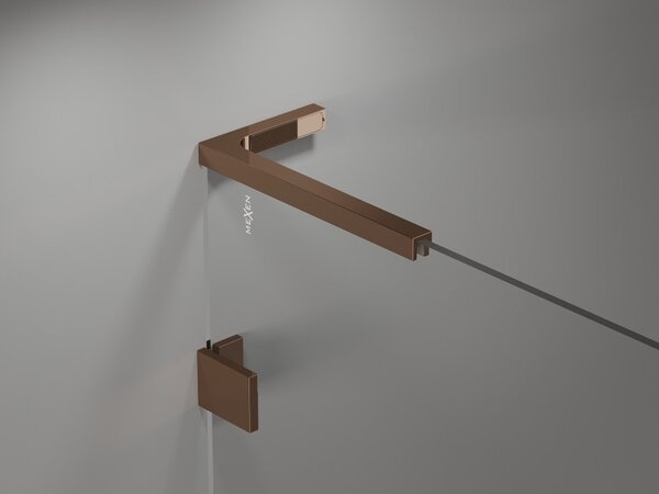 Mexen, Paravan de baie Mexen Lunar L cu 1 aripă 60 x 150 cm, transparent, auriu roz - 897L-060-000-60-00