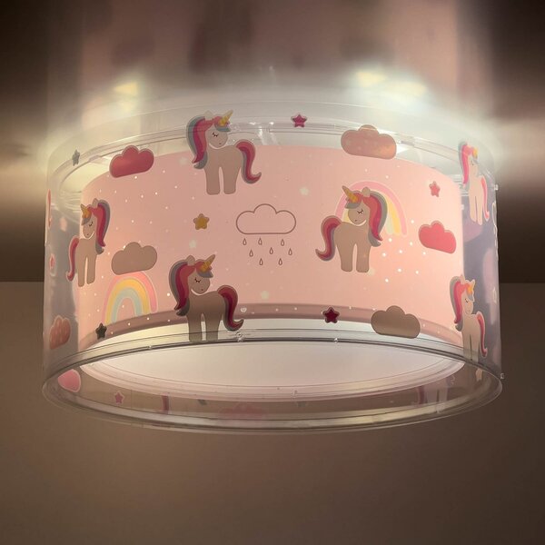 Dalber Plafonieră pentru copii UNICORNS, roz, cu 1 bec, reglabil, Roz / Rosé, Camera copiilor, Plastic