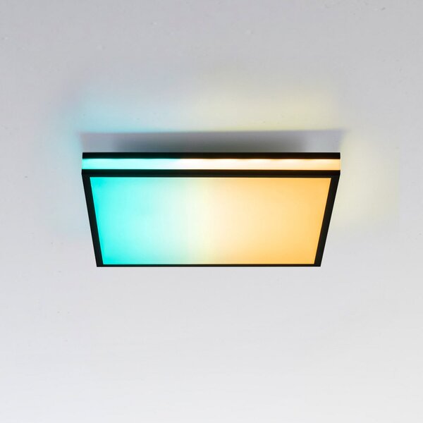 JUST LIGHT. GmbH Plafonieră cu LED Mario, CTT, RGB, 45x45cm, negru, reglabil, Negru, Camera de zi / sufragerie, Plastic, Modern