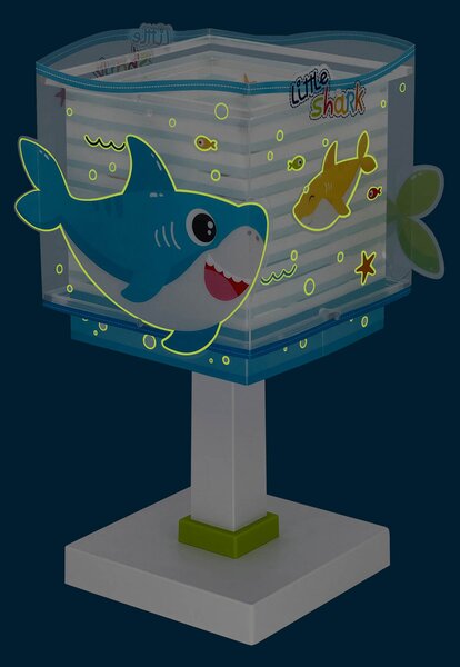 Dalber Little Shark lampă de masă cu motiv marin, Albastru, Camera copiilor, Plastic