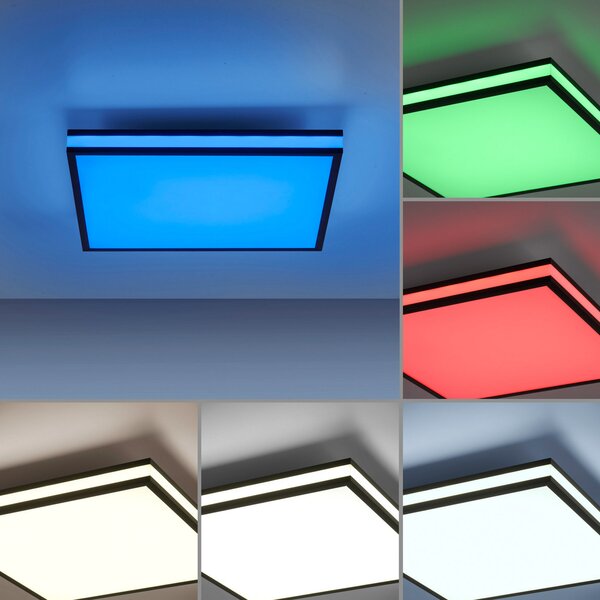 JUST LIGHT. GmbH Plafonieră cu LED Mario, CTT, RGB, 45x45cm, negru, reglabil, Negru, Camera de zi / sufragerie, Plastic, Modern