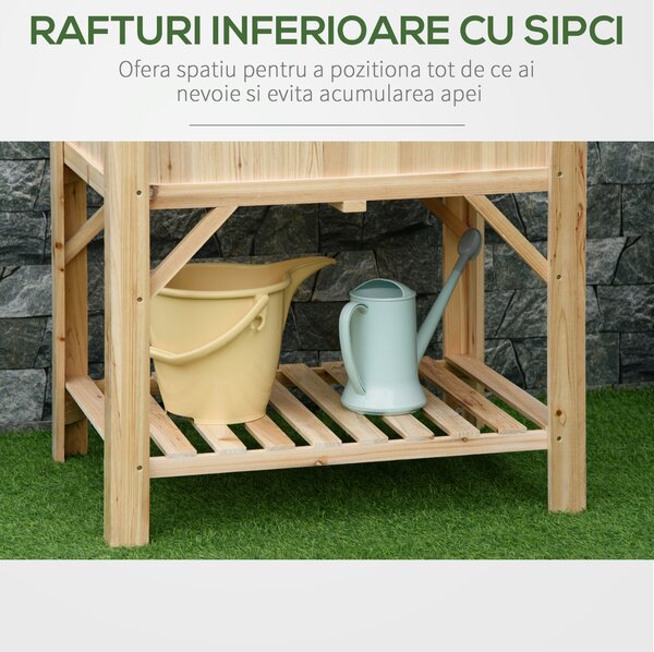 Outsunny Pat de Grădină pentru Legume cu 6 Compartimente, Jardinieră din Lemn de Brad, Suport pentru Plante Exterior, 78.5x58x81 cm | Aosom Romania