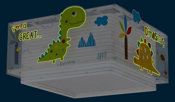Dalber Plafonieră pentru copii DINOS, alb/colorat, reglabil, Camera copiilor, Plastic
