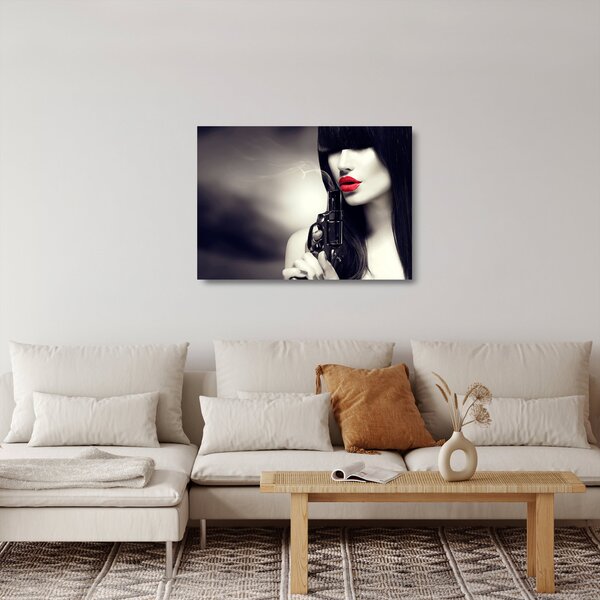 Tablou pe sticlă - Femeia misterioasă (70x50 cm)