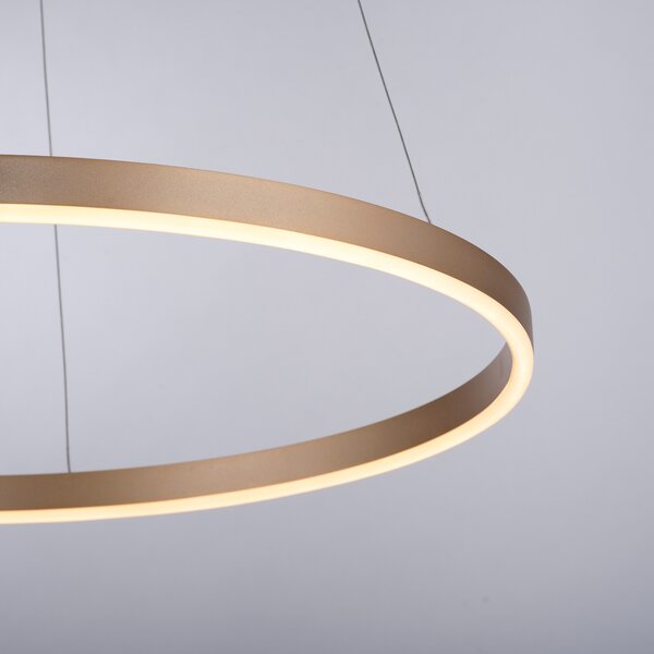 JUST LIGHT. GmbH Ritus Lampă suspendată LED, Ø 58,5 cm, alamă mată, reglabil, Bronz / Alamă Veche, Camera de zi / sufragerie, Metal, Modern
