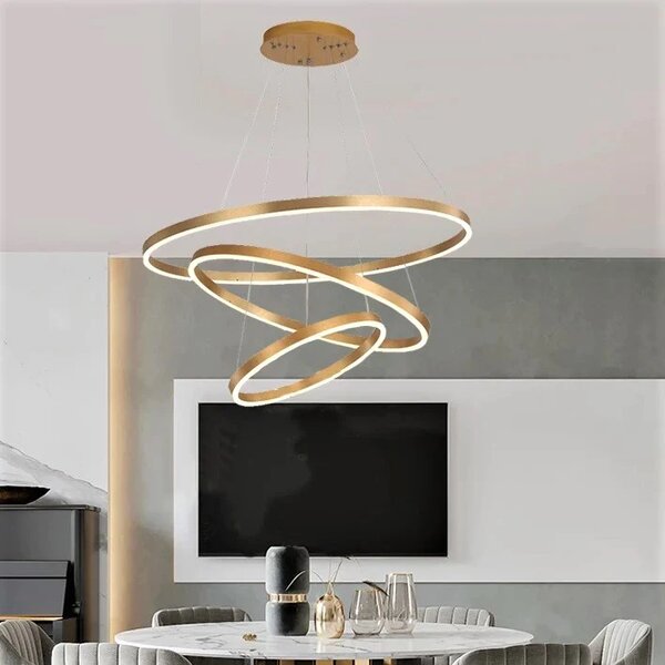 Lustra LED DM Gold 3 Segmente Telecomanda