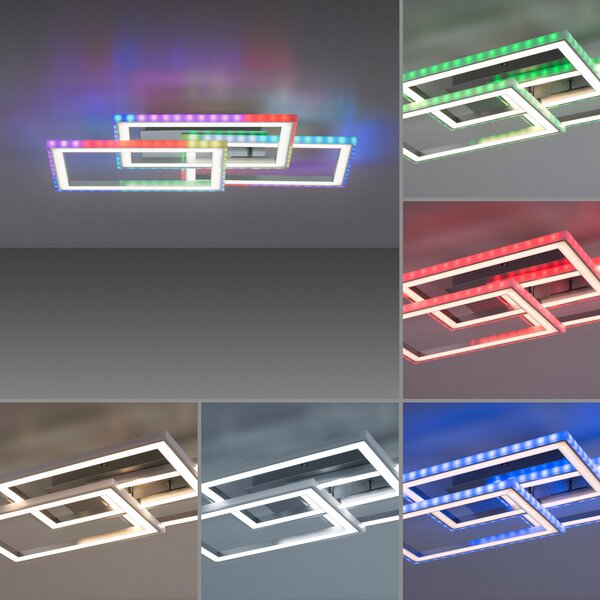JUST LIGHT. GmbH Plafonieră LED Felix60, 54 cm x 33,5 cm, reglabil, Metalic, Camera de zi / sufragerie, Metal