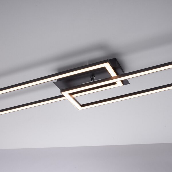 JUST LIGHT. GmbH Plafonieră LED Iven, dimabil, negru, 101,6x19,8cm, reglabil, Negru, Camera de zi / sufragerie, Metal, Modern