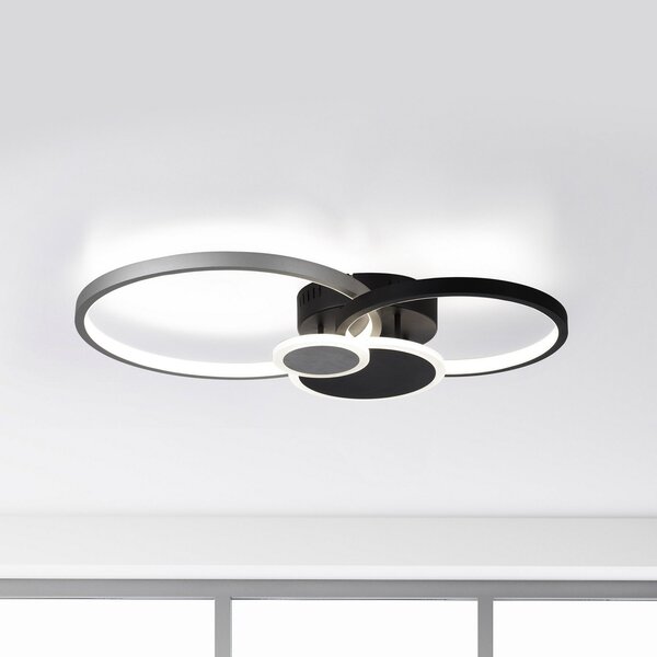 JUST LIGHT. GmbH Plafonieră cu LED Papilon, 58x48cm, Negru, Camera de zi / sufragerie, Metal, Modern