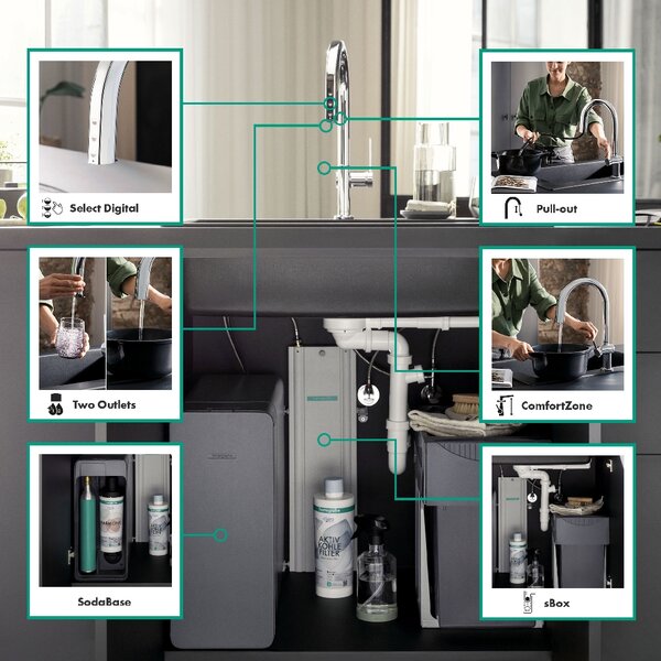 Hansgrohe Aqittura M91 baterie de bucatarie cu filtru pe picior crom 76836000