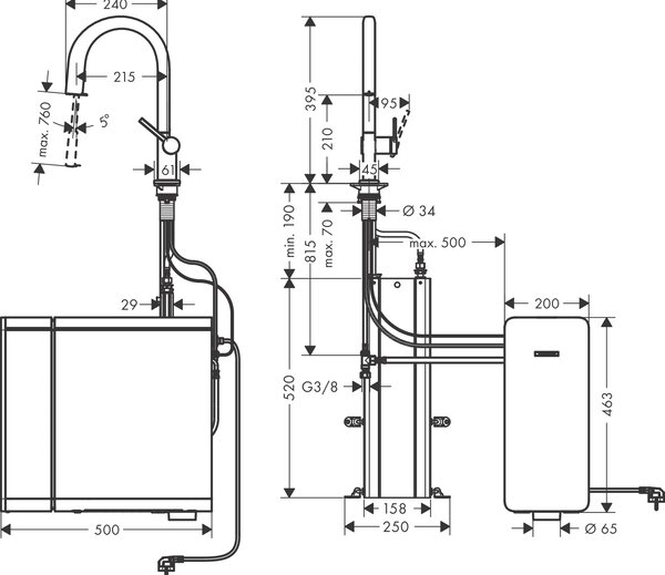 Hansgrohe Aqittura M91 baterie de bucatarie cu filtru pe picior crom 76836000