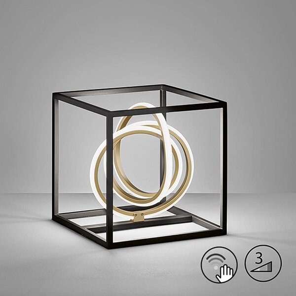 FISCHER & HONSEL Gisi lampă de masă LED, reglabilă în trei trepte, reglabil, Negru, Camera de zi / sufragerie, Metal, Modern