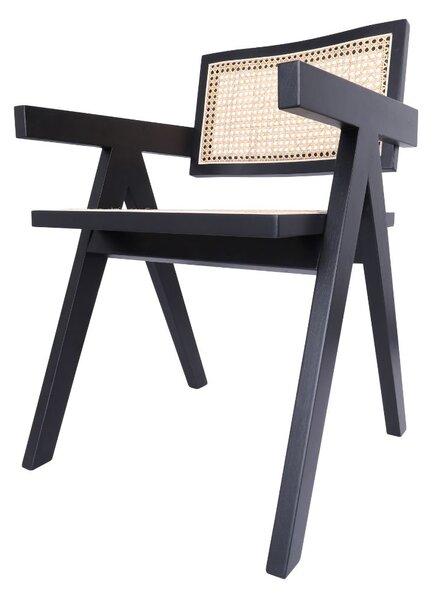 Scaun din lemn Stella Dark, ratan