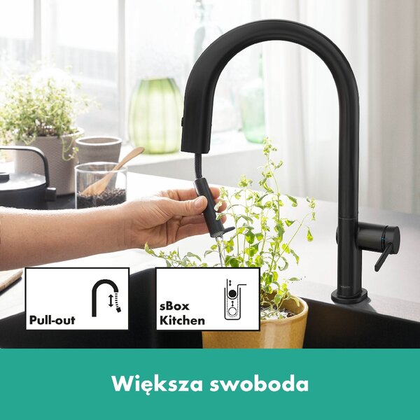 Hansgrohe Aqittura M91 baterie de bucatarie cu filtru pe picior negru 76800670