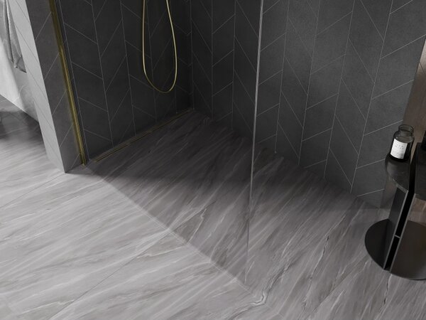 Mexen, Paravan de duș Mexen Kioto-X L 50 x 200 cm, transparent 10 mm, auriu - 800-050-107-50-00-X