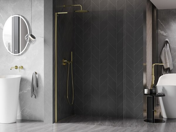 Mexen, Paravan de duș Mexen Kioto-X L 50 x 200 cm, transparent 10 mm, auriu - 800-050-107-50-00-X