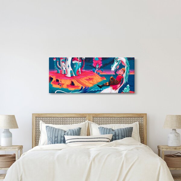 Tablou - Prinț și prințesa cu dragon (120x50 cm)