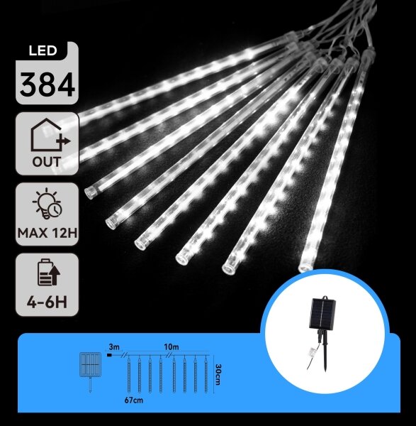 Aigostar - Ghirlandă solară LED 384xLED/13m IP65 alb rece