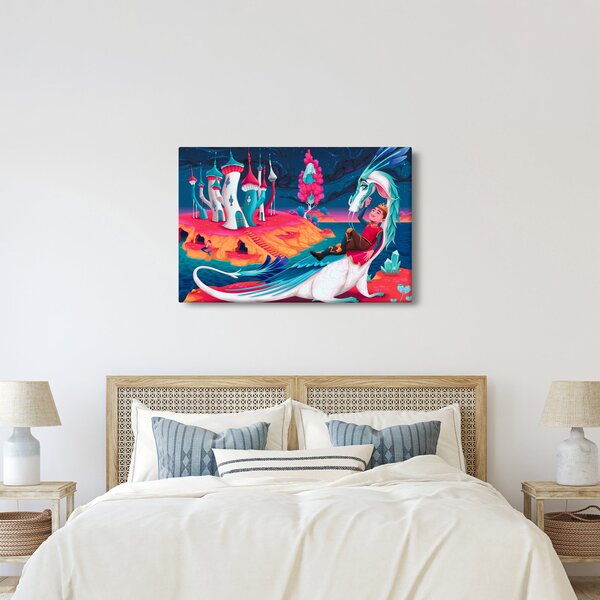 Tablou - Prinț și prințesa cu dragon (90x60 cm)