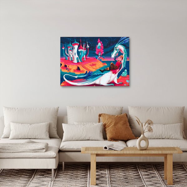 Tablou - Prinț și prințesa cu dragon (70x50 cm)