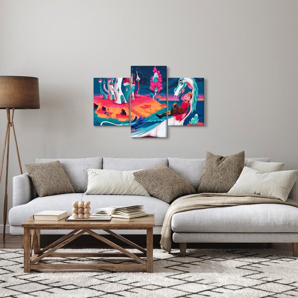 Tablou - Prinț și prințesa cu dragon (90x60 cm)