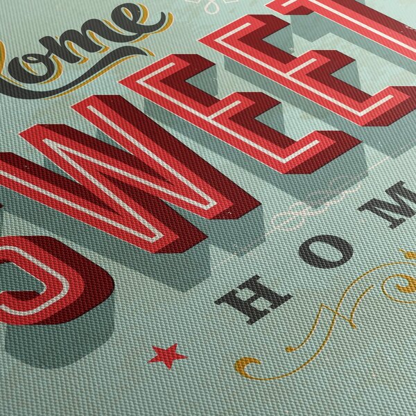 Tablou - Home sweet home (cu ceas) (90x30 cm)