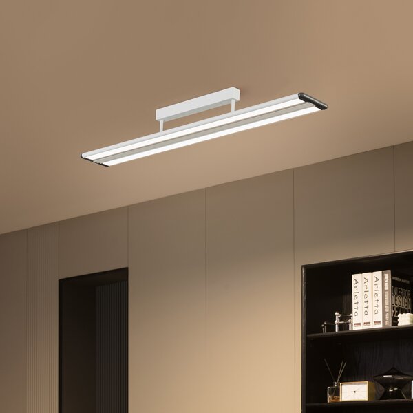 PRIOS Prios Yuela plafonieră LED, DALI, 120 cm, alb, reglabil, Alb, Studiu / Birou, Metal, Modern