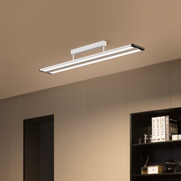 PRIOS Prios Yuela plafonieră LED, DALI, 120 cm, argintiu, reglabil, Metalic, Studiu / Birou, Metal, Modern